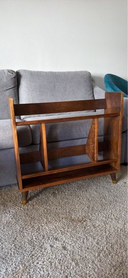 Set of two matching low MCM solid wood bookshelves