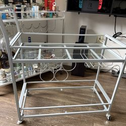 Bar  Cart With Wheels In Silver 