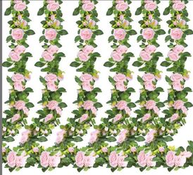 Pink floral garlands (6 pack)
