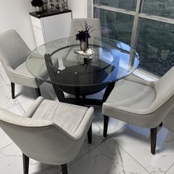 Round Glass Table and Chairs