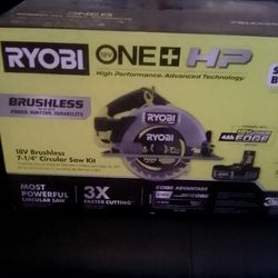 Ryobi 18 V Brushless Circular Saw Set With Battery And Charger Brand New 