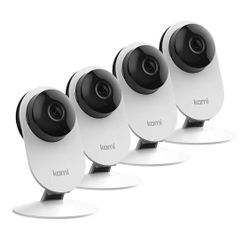 Kami 1080P Security Camera 4-Pack, Indoor Surveillance System with AI Detection, Activity Zone, Kami & YI Home App, Compatible with Alexa and Google A