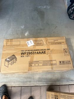 NEW Loft Bed w/ Drawers & Shelves – Gray – INCOMPLETE SET / 2 of 3 Boxes