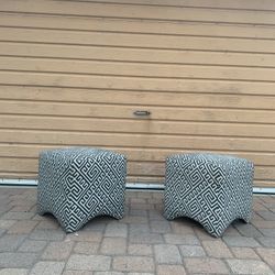 Small Pair Of Pouff Ottomans