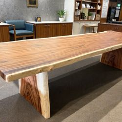 Monkey Reclaimed Wooden Live Edge Slab Dining Table 