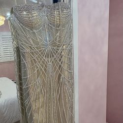 Rhinestone Gold Dress Gown 