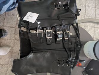 Faux leather black corset