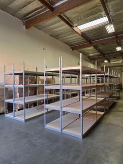 4 Tier Shelving 48 in W x 24 in D American Made Used Heavy Duty Steel Boltless Storage Rack Delivery Available