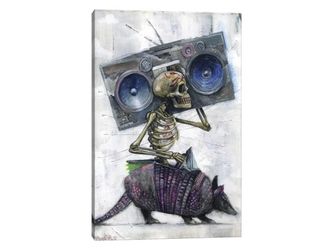 🎵 Skeleton Jamming on Armadillo – Large Modern Music Art Canvas