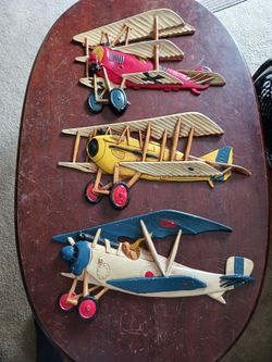 VINTAGE CAST ALUMINUM AIRPLANE WALL HANGINGS