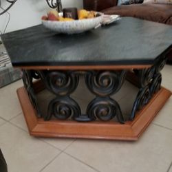 Mid Century Modern Black Slate Table