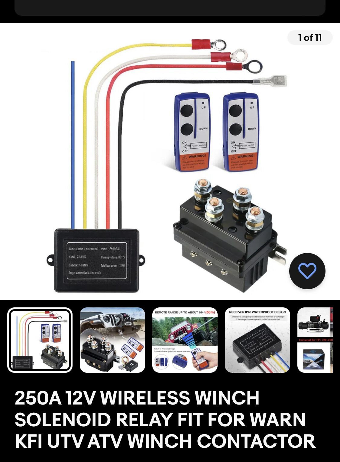 250A 12V WIRELESS WINCH SOLENOID RELAY