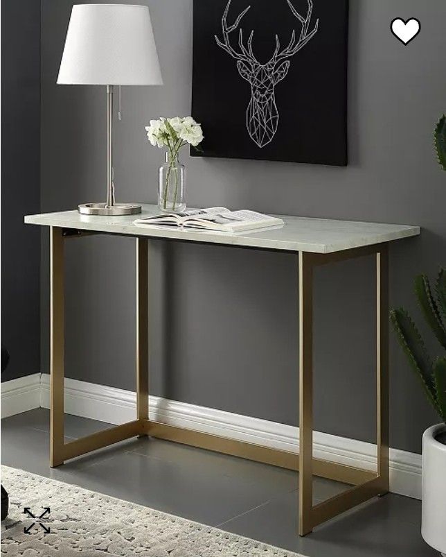 Faux Marble Desk Console Table