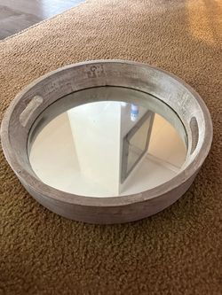 Silver wood mirrored tray
