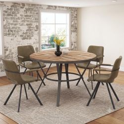 Brand New Round Table With 4 Faux Leather Chairs 