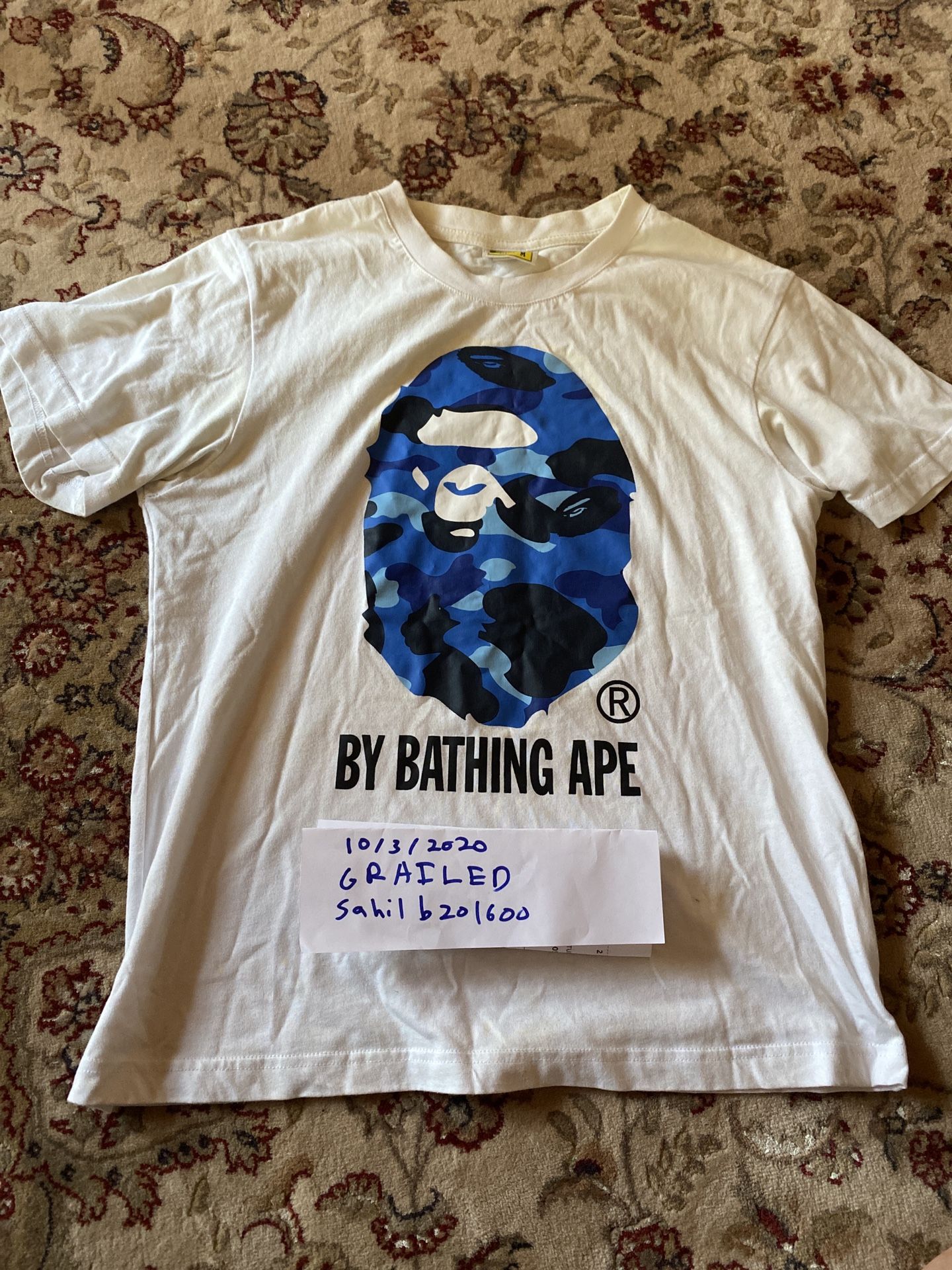 Bape Blue Camo Head T-Shirt Size Medium