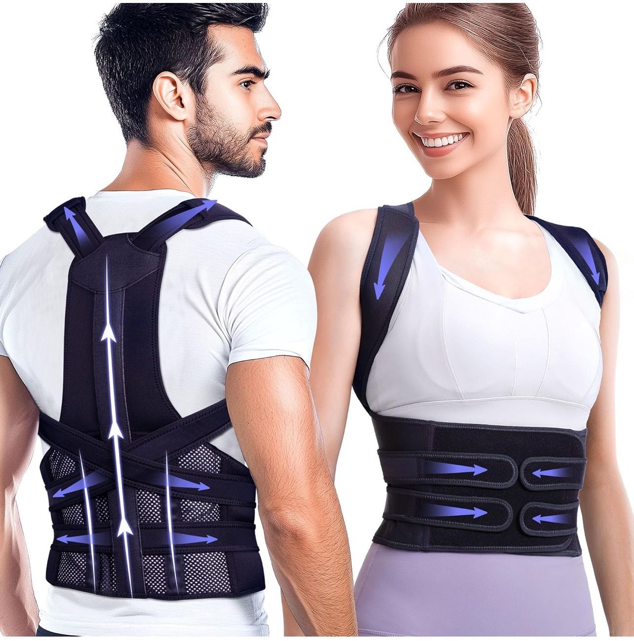 Large size Posture Corrector for Women and Men, Upgraded Full Back Brace Support, Adjustable Shoulder Straightener for Improving Back Posture, Relief 