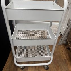 3 Tier Rolling Cart White 