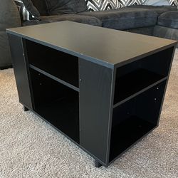 Black Wooden TV / Entertainment Stand with Adjustable Shelves