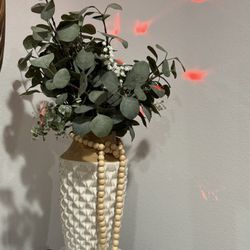 Very Cute Eucalyptus In Tall Clay Vase 