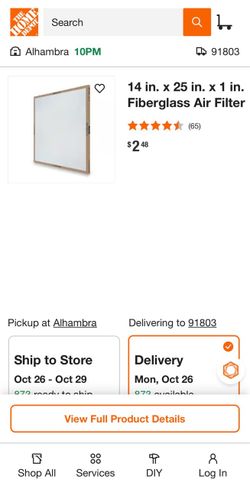 (8) EIGHT FILTERS - 14x25x1 Air Filter