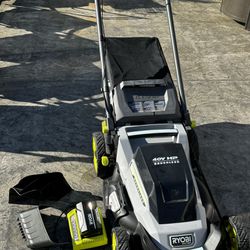 Ryobi 40v Battery Powered 20 Inch Lawnmower, A Battery And A Charger