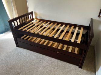 Dark Wood Pull-Out Trundle x3 single beds