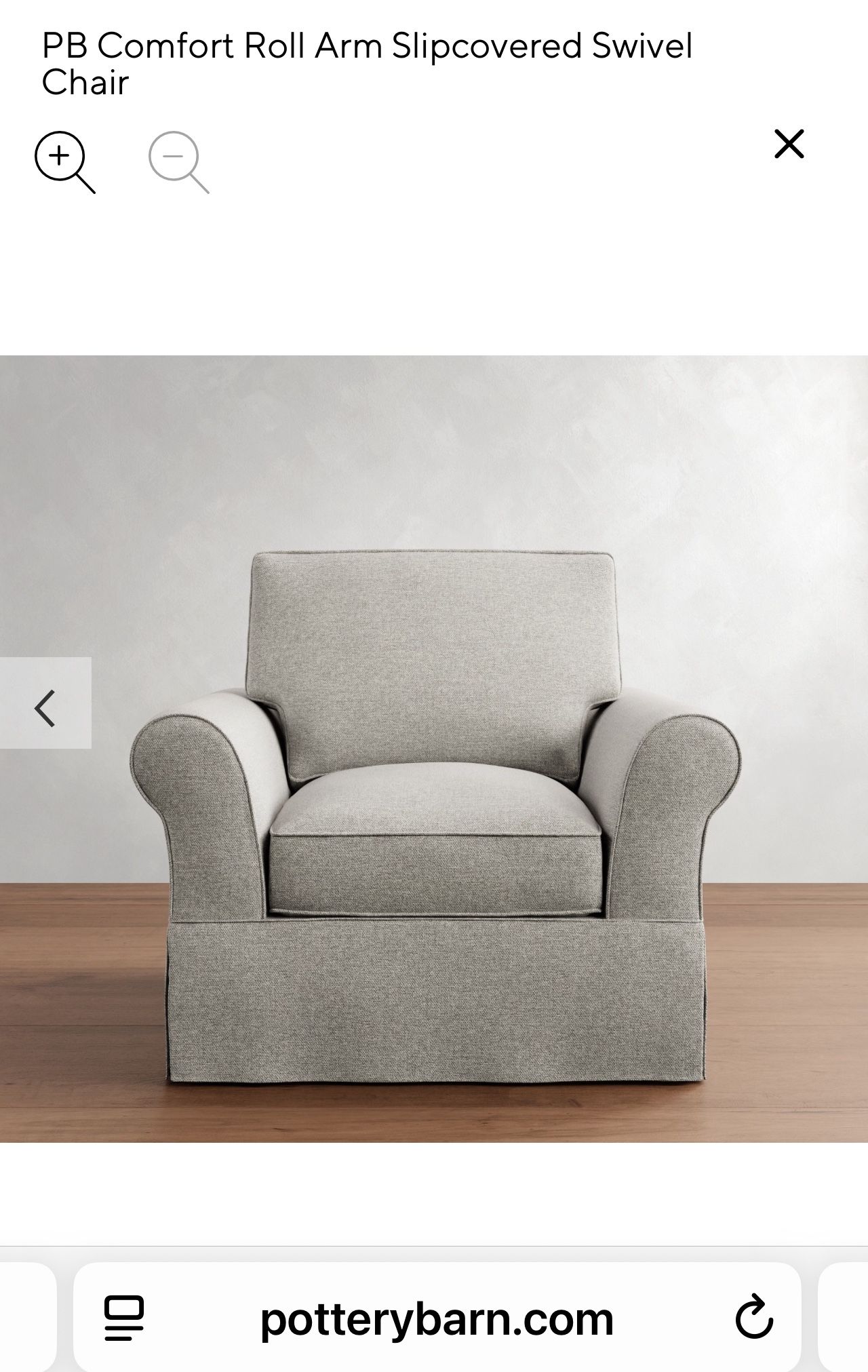 Pottery barn Comfort Roll Arm Slipcovered Swivel Chair