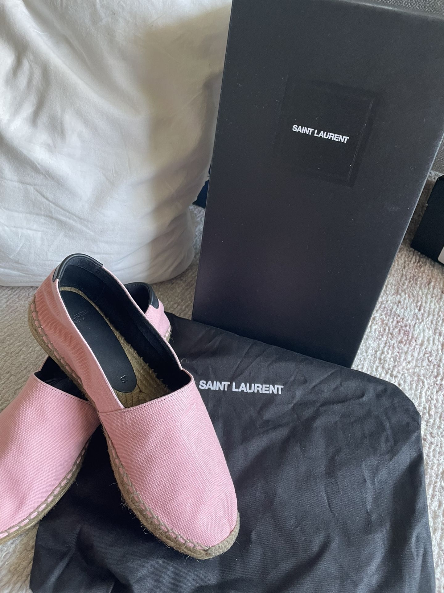 YSL Pink Authentic espadrille Flats Size 37