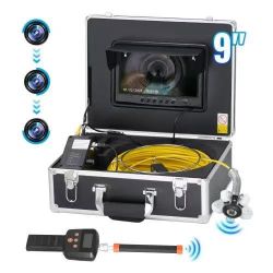  Sewer Camera with 512Hz Locator, 165 ft/50 m, 9" Drain Inspection Camera with Self-Leveling, 36X Zoom, Plumbing Cameras with Lights-12 LED, 32GB Card