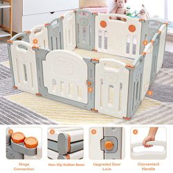 Baby Playpen with Foldable Baby Play Mat