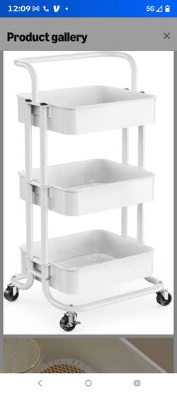 (New) three tier rolling cart (white)