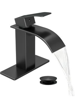 Waterfall Single Handle Bathroom Sink Faucet ( Matte Black x 1)