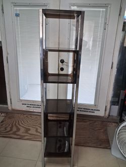 Mid Century Chrome & Plastic Shelving Unit