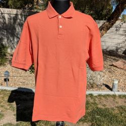 VTG Geoffrey Beene Tangerine Orange Adult M Short Sleeve Pullover Polo Shirt EUC