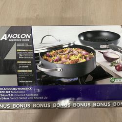 Anolon Advanced Home Hard-Anodized Nonstick 3 pc. Cookware Pan Set Moonstone 