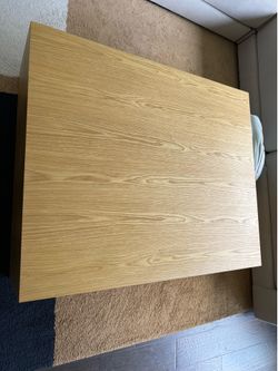 Crate & Barrel Vander Natural Wood 44" Square Storage Coffee Table