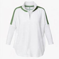 Tuckernuck TNUCK Sport Amelie Quarter Zip Pullover White French Green M/L NWT