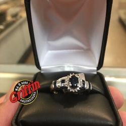 14KWG Sapphire Diamond Ring 