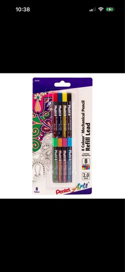 Pentel 8-Colour Pencil Refill, Assorted 8 Pack new