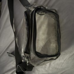 Clear Bag for Girls Transparent Waist Pack Stadium Concert Approved See-thru Pouch Waterproof Purse Gray