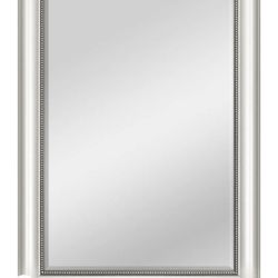Large 42" X 30" Heavy Silver Beaded Framed Mirror