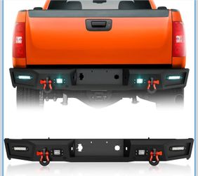 SUORTO Rear Step Bumper Compatible with 2011-2014 Chevy Silverado 2500/3500 & GMC Sierra 2500/3500 Pickup Truck Bumper with Sensor Holes, Paintable Ar