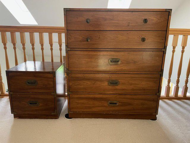 Bedroom Set - Dresser, Nightstand, & Two (2) Identical Twin Headboards - Can Deliver For A Small Fee