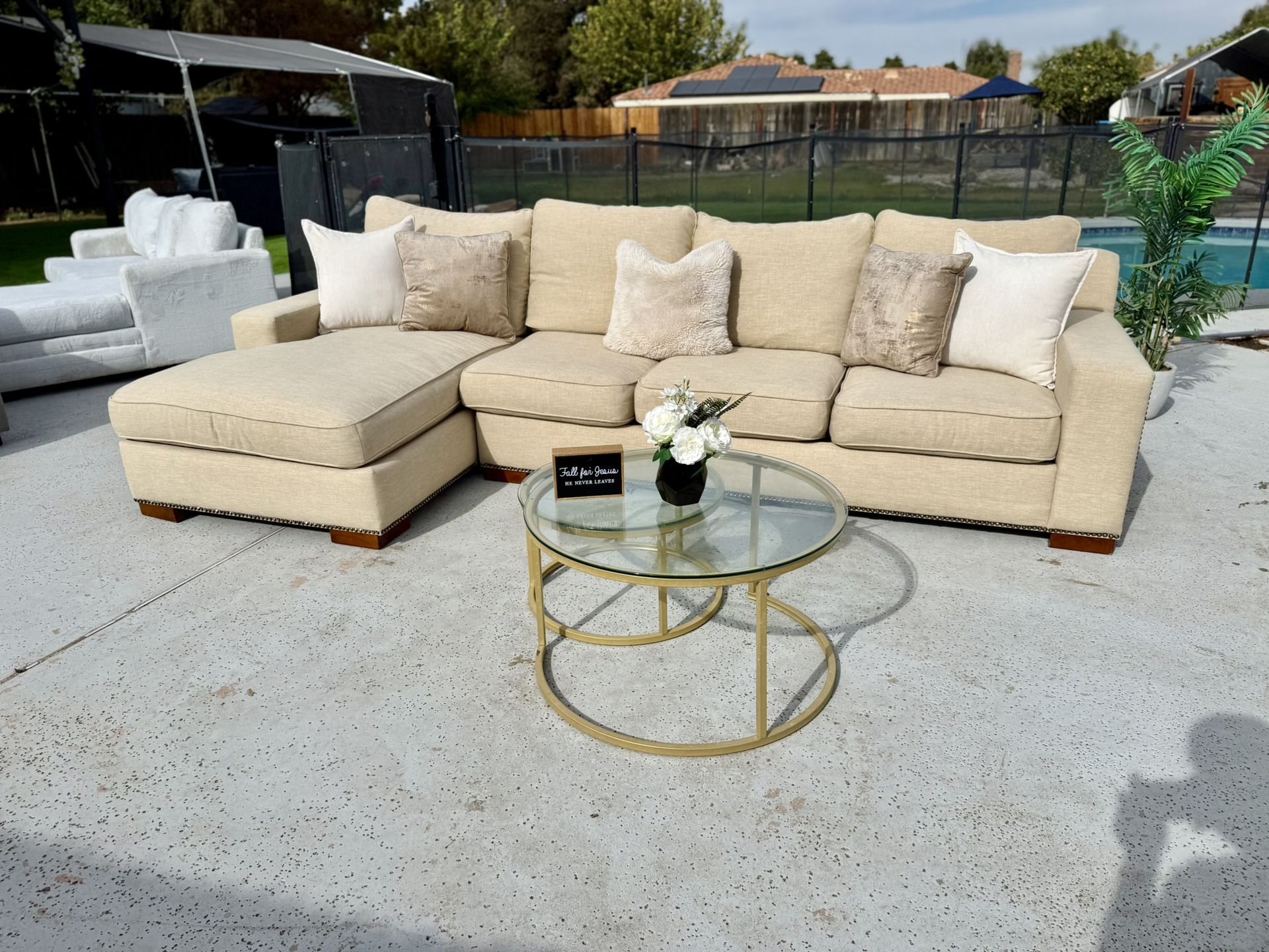 Cozy Feather-Filled Biege Sectional Couch DELIVERY AVAILABLE π