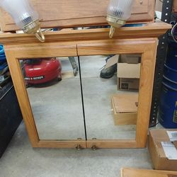 24"  Oak Medicine Cabinet With Light Bar