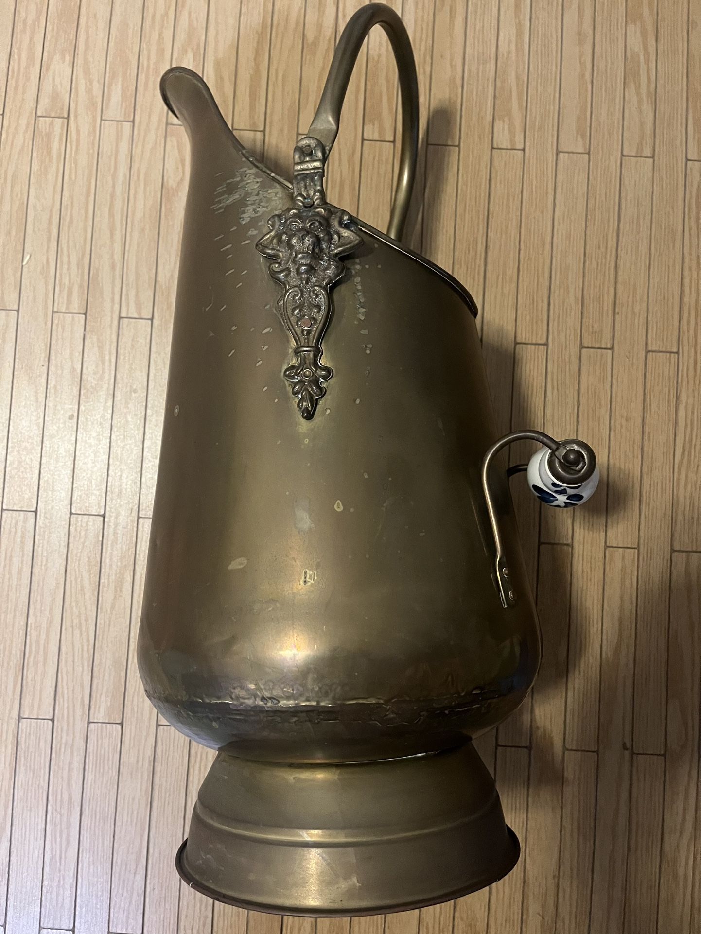 Vintage Solid Brass Cane/Umbrella Stand 18.5” With Porcelain Handle