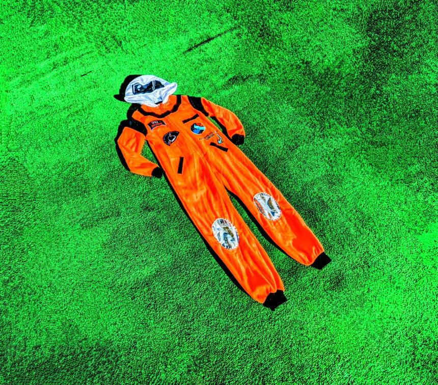 Cat & Jack Boys Sz S  6/7 Hooded Space Explorer Astronaut Fleece Pajama Jumpsuit