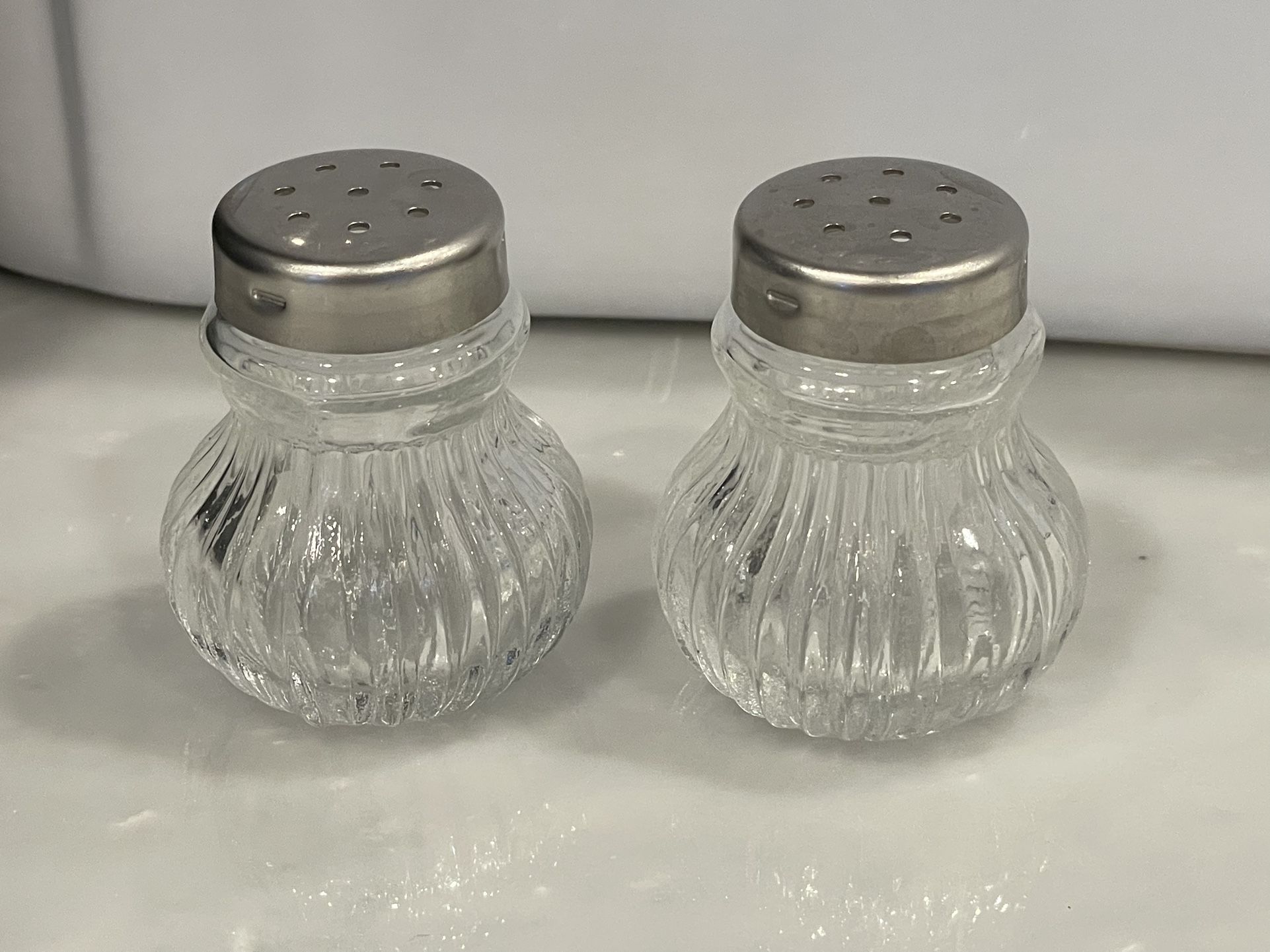 Salt & Pepper Shakers Glass Unused Tableware Wedding Shower Party Formal Vintage Antique Style