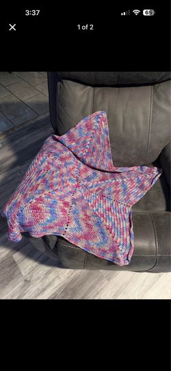 Handmade Multi-Color Crochet Star Blanket